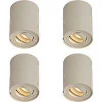 QAZQA Set van 4 moderne opbouwspots beige GU10 50mm draai- en kantelbaar - Rondoo Up