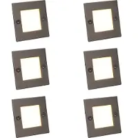 QAZQA Set van 6 moderne inbouwspots staal incl. LED - Square 7