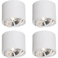 QAZQA Set van 4 moderne plafondspots wit draaibaar en kantelbaar AR111 - Rondoo Up