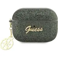 GUESS - GUAP2GLGSHA - hoesje voor AirPods Pro - 2 - cover - groen/kaki - Glitter - Flake - 4G - Charm