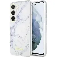 GUESS Samsung Galaxy S23 Hoesje Back Cover Marmer Wit