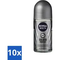 Nivea 10 x - Men - Deodorant - Roller - Silver Protect Dynamic Power - 50 ml - 48 Uur Bescherming - Zilvertechnologie - Anti-transpirant - Geurcontrole - Huidvriendelijk