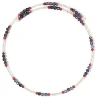 Cavill - Edelsteen Ketting 925 Zilver - 20,48 ct Ioliet, 9 ct Robijn & 8,35 ct Regenboog Maansteen - Elegant 31,4 cm