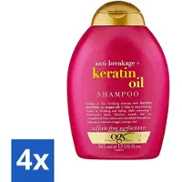 OGX 4 x - Anti-Breakage Keratin Oil - Shampoo - Versterkend - Tegen Haarbreuk - 385 ml - Haarkracht - Haarbreuk - Keratine - Haarbescherming - Haarversterking