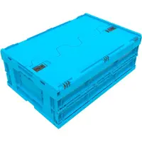 Walther design Euronorm plooibox 6422 NG DL, met deksel, voor magazijngebruik en meervoudig transport, 41,4 liter, blauw