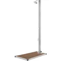 vidaXL Buitendouche met bruine basis 220 cm roestvrij staal
