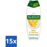 Palmolive 15 x Naturals - Douchecrème - Melk & Honing - 500 ml - Douchecrème - Melk En Honing - Natuurlijke Douchegel - Hydraterende Douchegel - Huid Verzorging