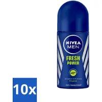 Nivea 10 x - Men - Deodorant - Roller - Fresh Power - 50 ml - 48 Uur Bescherming - Anti-transpirant - Deodorant Roller - Mannelijke Geur - Frisheid