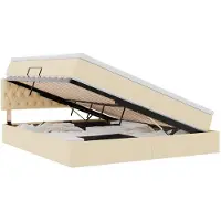 vidaXL Opbergbed met matras met hoofdeinde Crème 180 x 200 cm fluweel