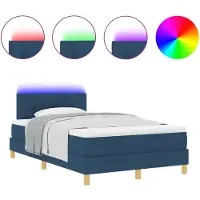 vidaXL LED boxspringbed met hoofdeinde, blauw, 120 x 190 cm, gestoffeerd