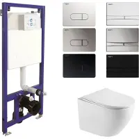 Boss & Wessing Toiletset budget 93 mudo randloos met zitting mat wit met b&w drukplaat