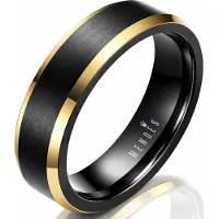 Mendes Wolfraam heren ring Mat Zwart met Goud 6mm-18mm