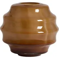 Light & Living Vaas Nayoro - Glanzend Amberbruin - Ø32.5x29cm - Glas - Modern - Bloemenvaas - Woondecoratie - Decoratieve vaas voor woonkamer of slaapkamer