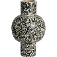 Light & Living Vaas Girona - Zwart - Ø24x38cm - Bamboe - Modern - Bloemenvaas - Woondecoratie - Decoratieve vaas voor woonkamer of slaapkamer