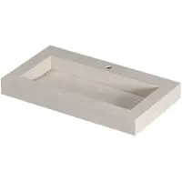 Ink Pitch Wastafel keramische slab bak met drain en front en side skirts 1 kraangat 80x45x9 Travertin mat
