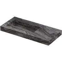 Ink Pitch Wastafel keramische slab links met drain en front en side skirts zonder kraangat 100x45x9 Venice brown glossy
