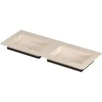 Ink Post Wastafel keramische slab envelop bak dubbel zonder kraangaten 120x45x1 Travertin matt