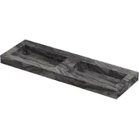Ink Pitch Wastafel keramische slab bak dubbel met drain en front en side skirts zonder kraangaten 140x45x9 Venice brown glossy