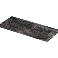 Ink Pitch Wastafel keramische slab bak dubbel met drain en front en side skirts 2 kraangaten 120x45x9 Venice brown glossy