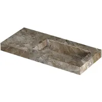 Ink Pitch Meubelwastafel 100x45cm Keramische Slab - Rechts - Zonder Kraangat - Earth Glossy - 8718835372316 - Rechthoekig - Wastafels, Meubelwastafels