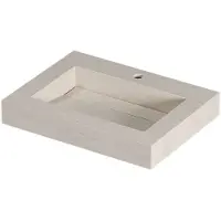 Ink Pitch Wastafel keramische slab bak met drain en front en side skirts 1 kraangat 60x45x9 Travertin mat