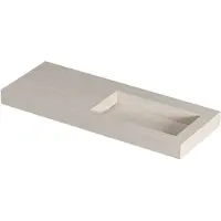 Ink Pitch Wastafel keramische slab rechts met drain en front en side skirts zonder kraangat 120x45x9 Travertin mat