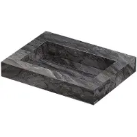 Ink Pitch Wastafel keramische slab bak met drain en front en side skirts zonder kraangat 60x45x9 Venice brown glossy