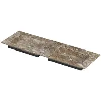 Ink Post Wastafel keramische slab envelop bak dubbel 2 kraangaten 140x45x1 Earth glossy