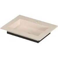Ink post wastafel keramische slab envelop bak met 1 kraangat 60x45x1 travertin matt