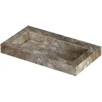 Ink Pitch Wastafel keramische slab bak met drain en front en side skirts zonder kraangat 80x45x9 Earth glossy