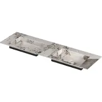 Ink Post Wastafel keramische slab envelop bak dubbel 2 kraangaten 160x45x1 Island glossy