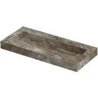 Ink Pitch Wastafel keramische slab centraal met drain en front en side skirts 1 kraangat 100x45x9 Island glossy