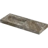 Ink Pitch Wastafel keramische slab links met drain en front en side skirts zonder kraangat 120x45x9 Island glossy