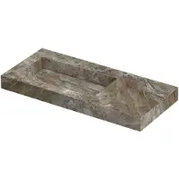 Ink Pitch Wastafel keramische slab links met drain en front en side skirts zonder kraangat 100x45x9 Island glossy