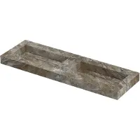 Ink Pitch Wastafel keramische slab bak dubbel met drain en front en side skirts zonder kraangaten 140x45x9 Island glossy