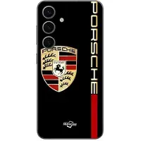 MANIACASE Telefoonhoes - - Samsung Galaxy S25 - PORSCHE-logo - Silicone TPU - Zwart