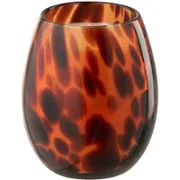 J-Line kaars Mia - glas - oranje/zwart - small - 90U