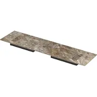Ink Post Wastafel keramische slab envelop bak dubbel 2 kraangaten 180x45x1 Earth glossy