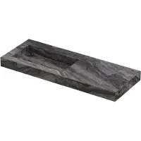 Ink Pitch Wastafel keramische slab links met drain en front en side skirts zonder kraangat 120x45x9 Venice brown glossy