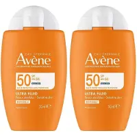 Avene Zon SPF 50 Ultra Fluid Invisible Hoge zonnebescherming | Gevoelige huid 2x50 ml Make-up