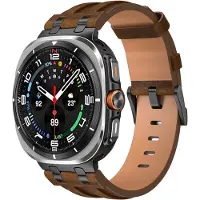Strap-it Solide leren bandje geschikt voor Samsung Galaxy Watch Ultra / Ultra 2025 - Donkerbruin