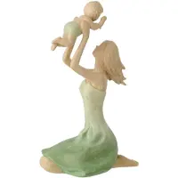 J-Line decoratie Moeder + Baby - polyresin - groen/ecru