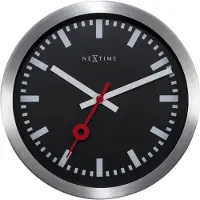 Nextime Station – Wandklok – 19 cm – Aluminium – Zwart