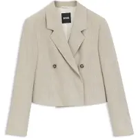 BOSS Oversized-fit blazer van een linnenmix met visgraatpatroon Maat 36