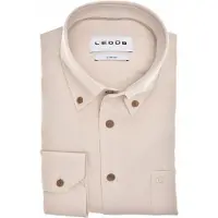 Ledub Overhemd beige Modern Fit katoen met borstzak button-down