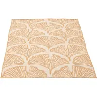 J-Line vloerkleed Buiten Bladeren - polypropyleen - wit/naturel