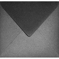 Netuno Metallic (parelmoer) zwarte enveloppen vierkant K4-153 - 153 x 153 mm - 25 stuks - NK natgelijmde - 120 gram - Aster Metallic -