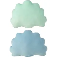 J-Line kussen voor kinderen - polyester - blauw/muntgroen - set van 2