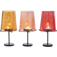 J-Line theelichthouder - glas - oranje/rood - large - set van 3