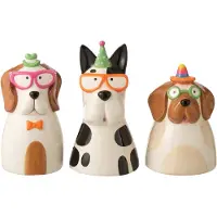 J-Line vaas Hond Bril - keramiek - mix - large - doos van 3